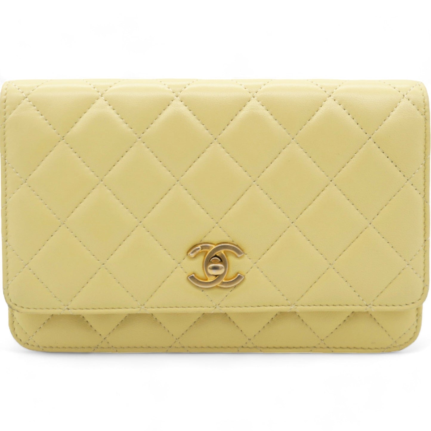 Chanel Caviar Crush Quilted Mini Wallet On Chain WOC Yellow