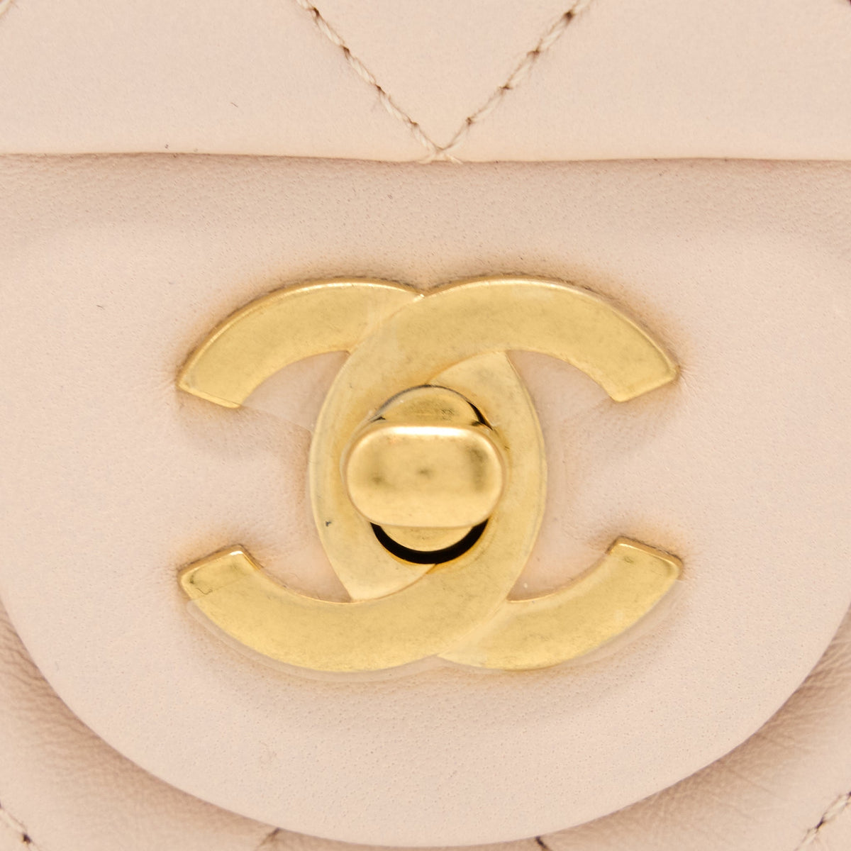 Chanel Pearl Crush Mini Square Lambskin Light Beige Brushed GHW(Microchip)