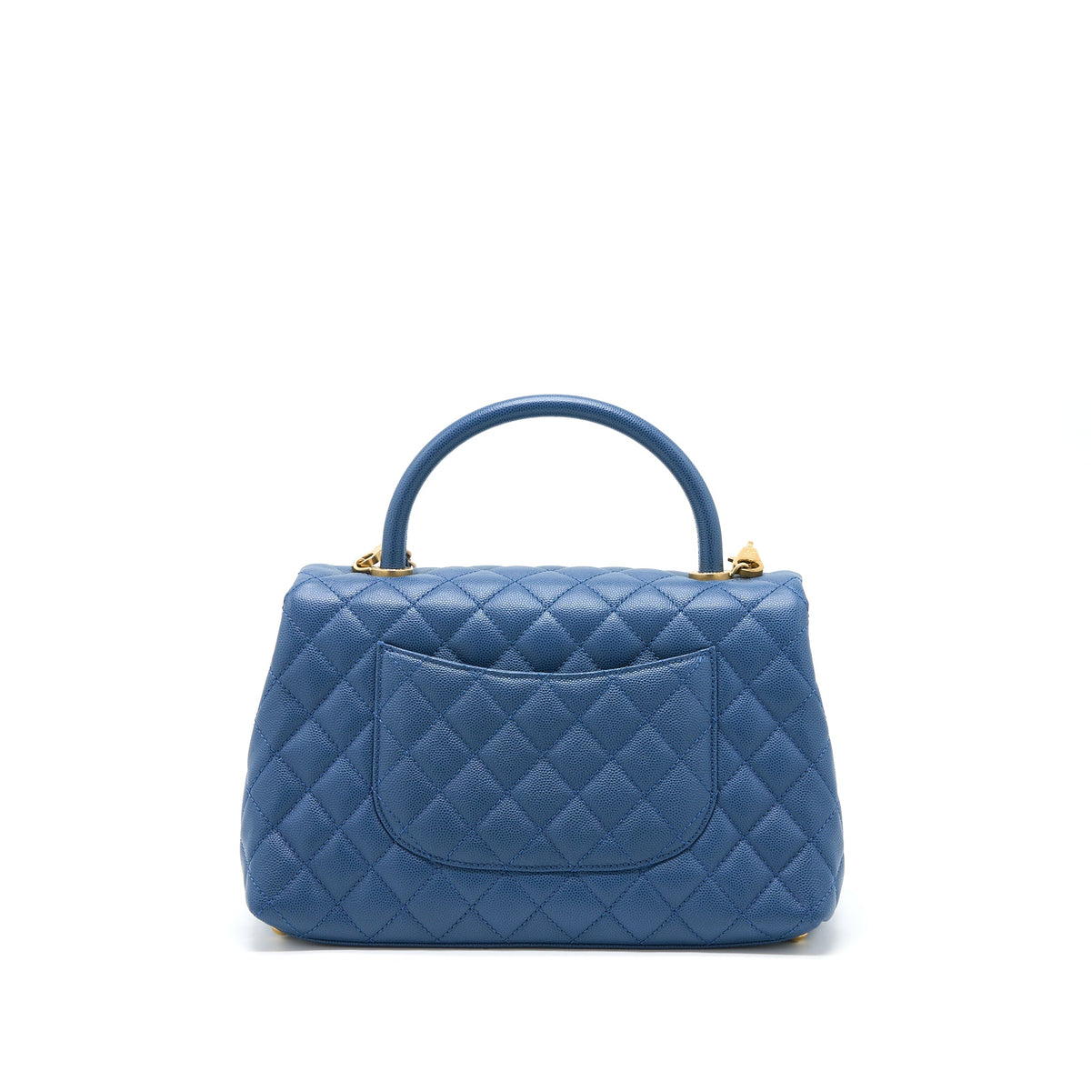 Chanel Medium Coco Handle Flap Bag Caviar Blue GHW