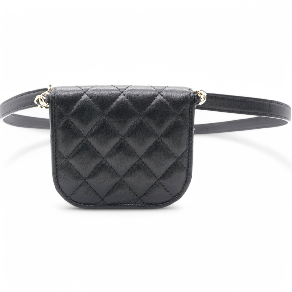 Chanel Tweed Lambskin Quilted Waist Bag With Coin Purse Black