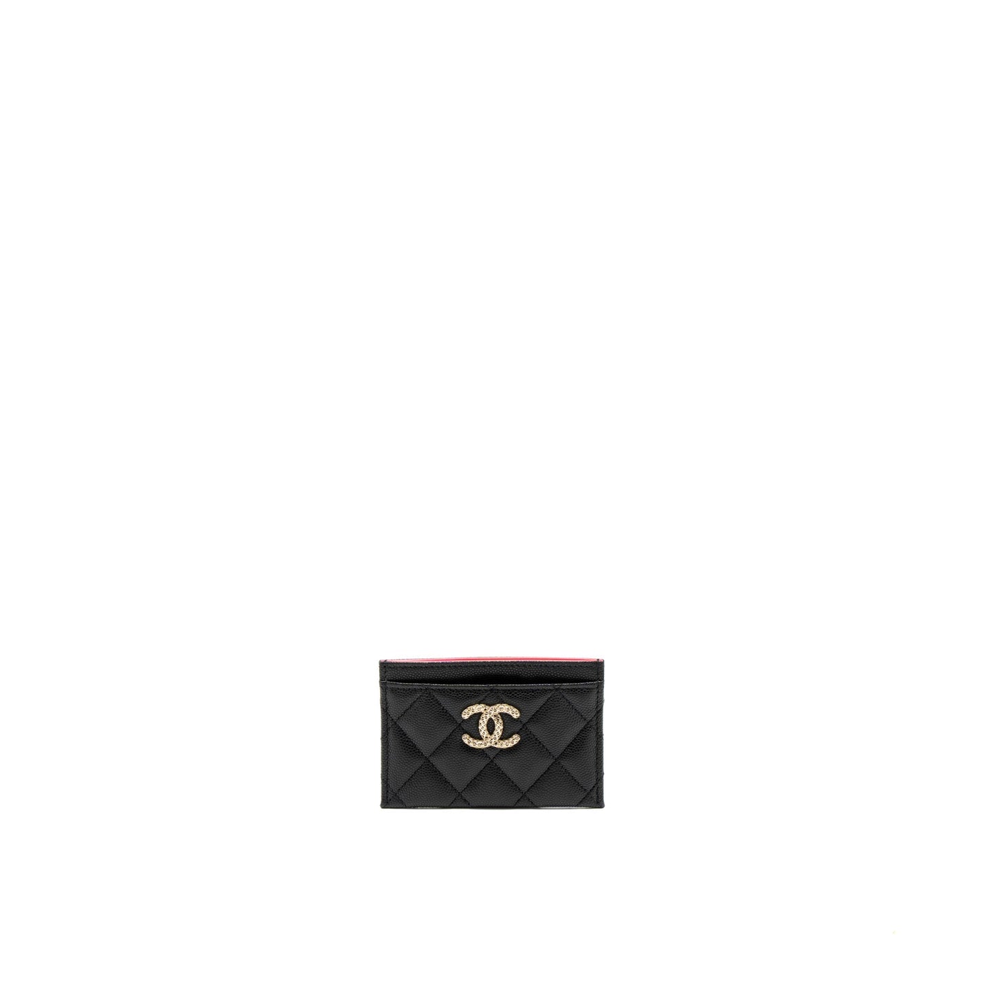 Chanel 23P Quilted CC Logo  Holder Caviar Black LGHW (Microchip)