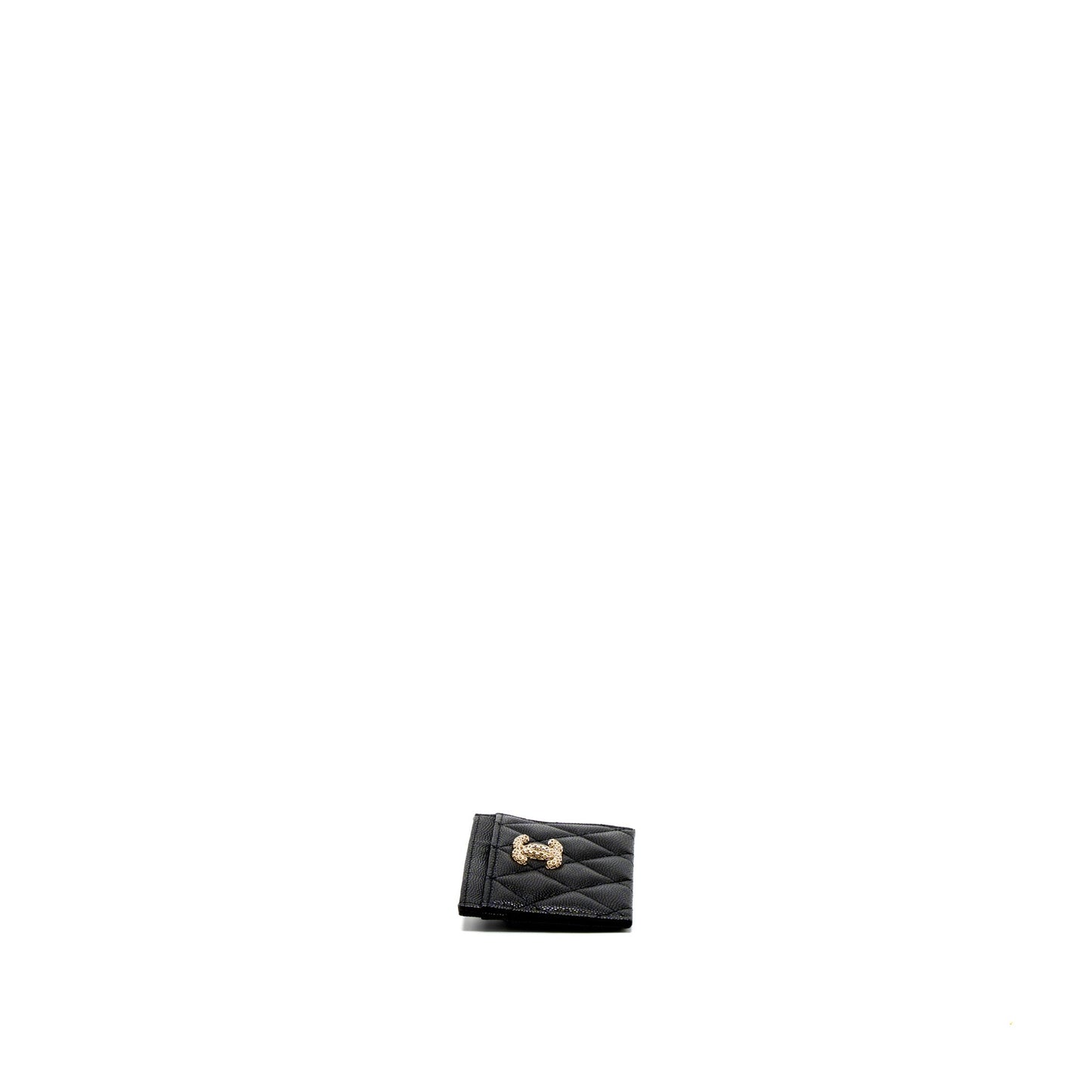 Chanel 23P Quilted CC Logo  Holder Caviar Black LGHW (Microchip)