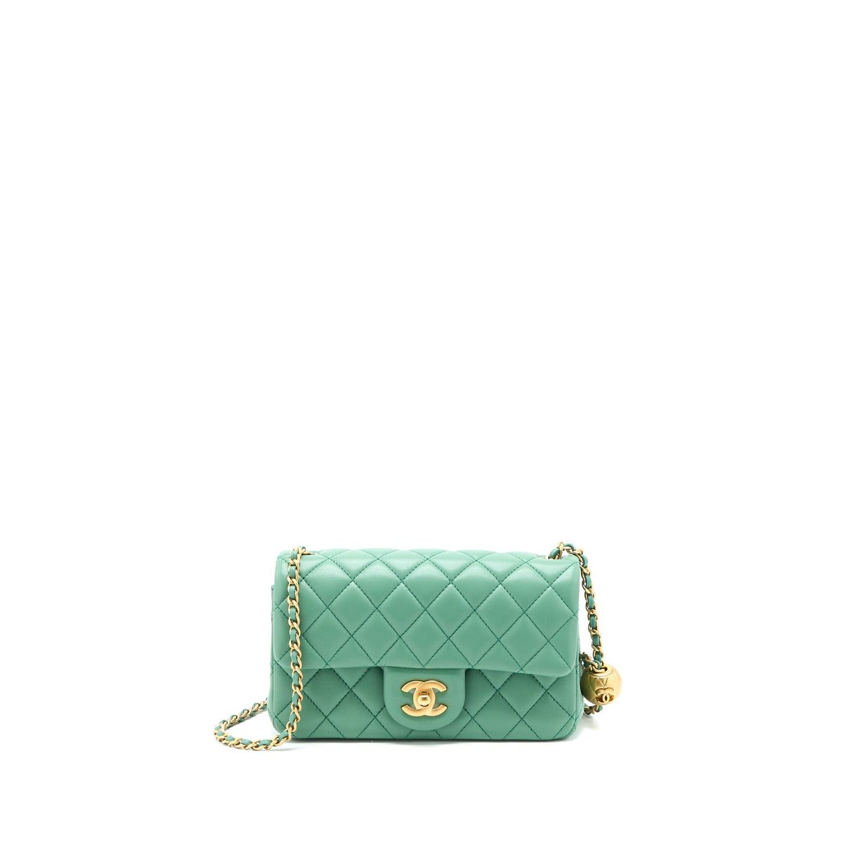 Chanel Pearl Crush Mini Rectangular Flap Bag Lambskin Green GHW (Microchip)