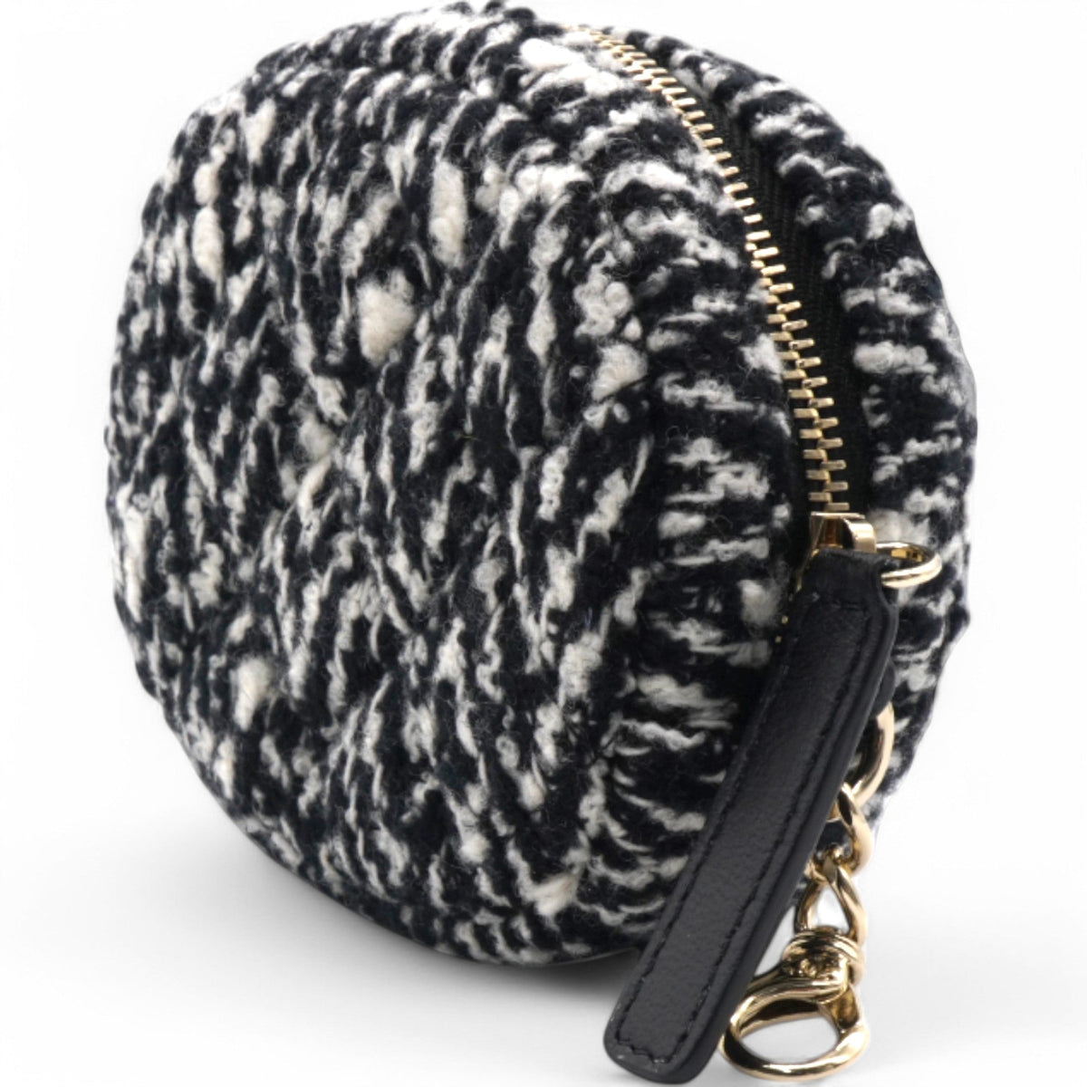 Chanel Tweed Lambskin Quilted Waist Bag With Coin Purse Black