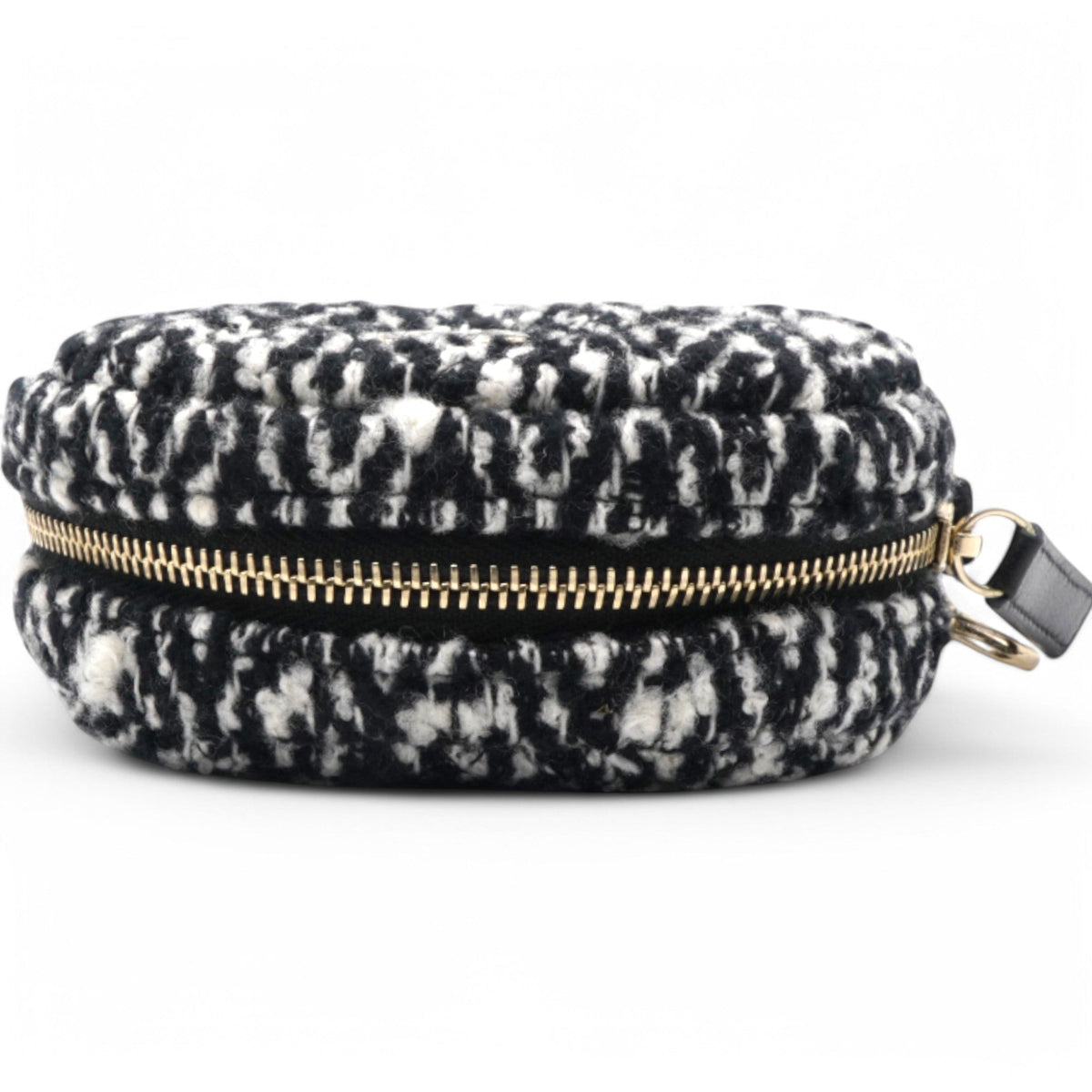 Chanel Tweed Lambskin Quilted Waist Bag With Coin Purse Black
