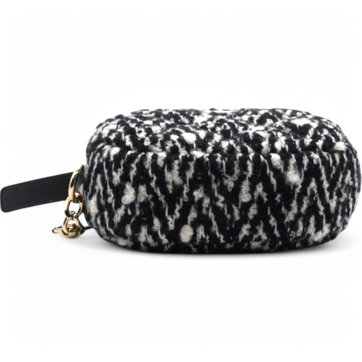 Chanel Tweed Lambskin Quilted Waist Bag With Coin Purse Black