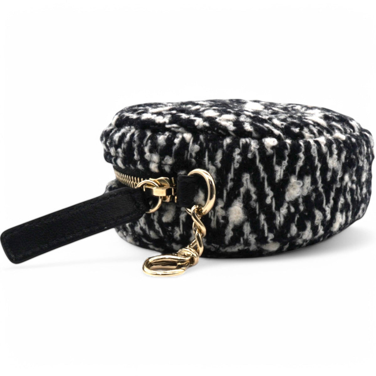 Chanel Tweed Lambskin Quilted Waist Bag With Coin Purse Black