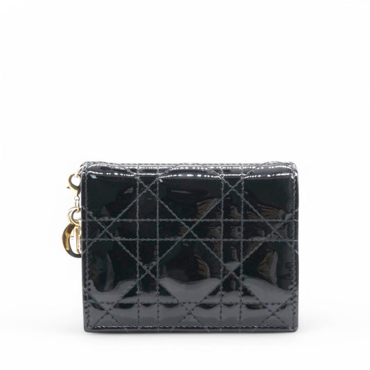 Dior Patent Cannage Lady Dior Wallet Black
