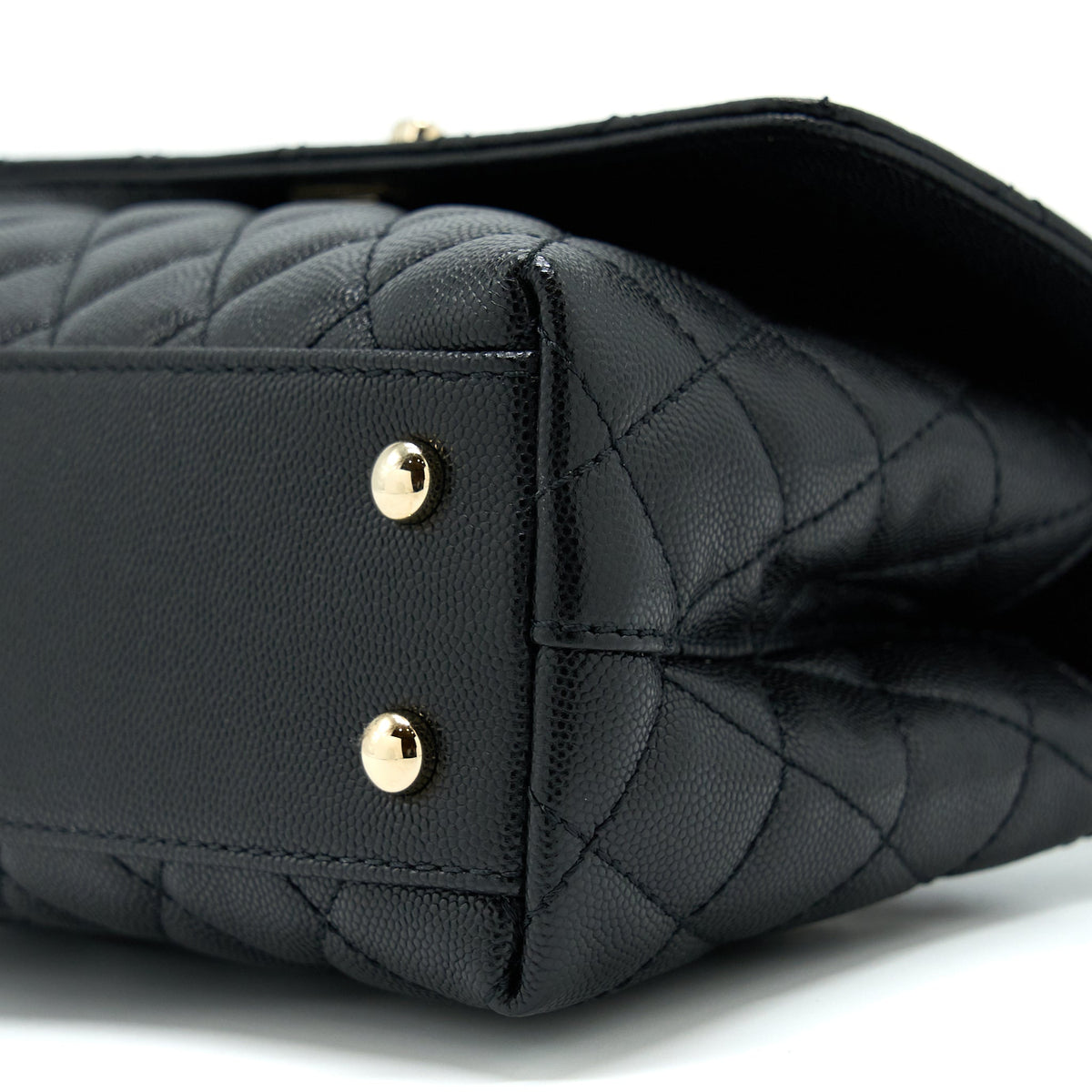 Chanel Small Coco Handle Caviar Black LGHW (Microchip)