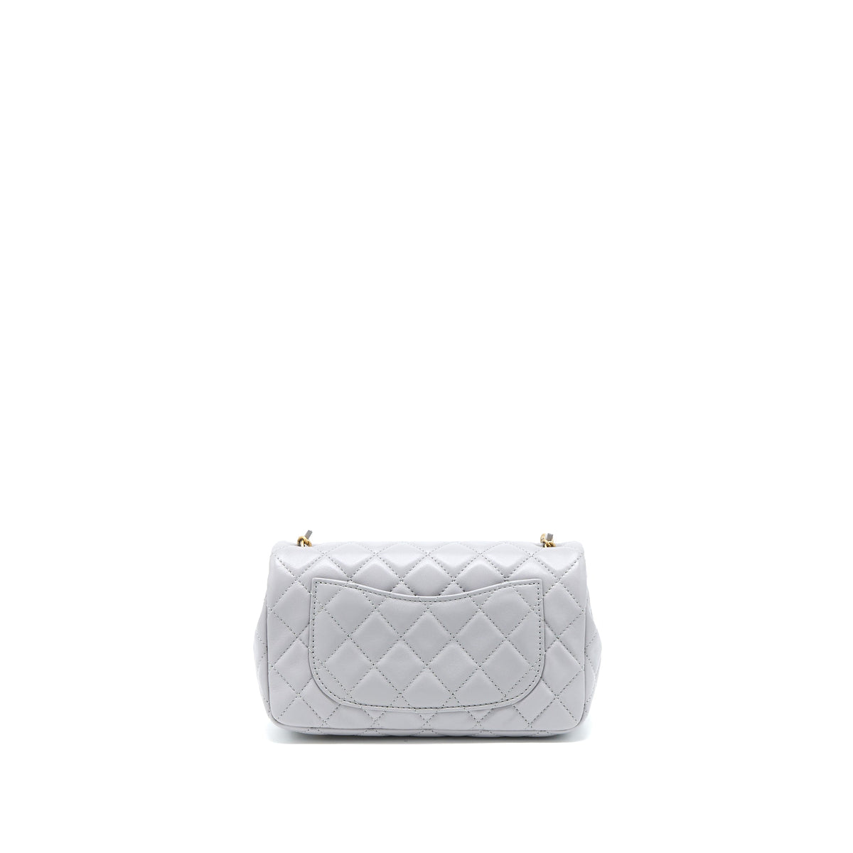 Chanel Pearl Crush Mini Rectangular Flap Bag Lambskin Light Grey Brushed GHW (Microchip)