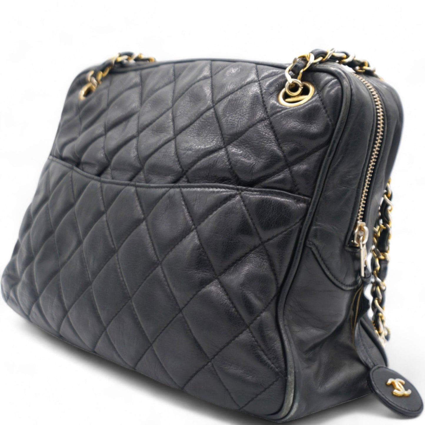 Chanel Matelasse Chain Shoulder Women's Caviar Leather Shoulder Bag Black