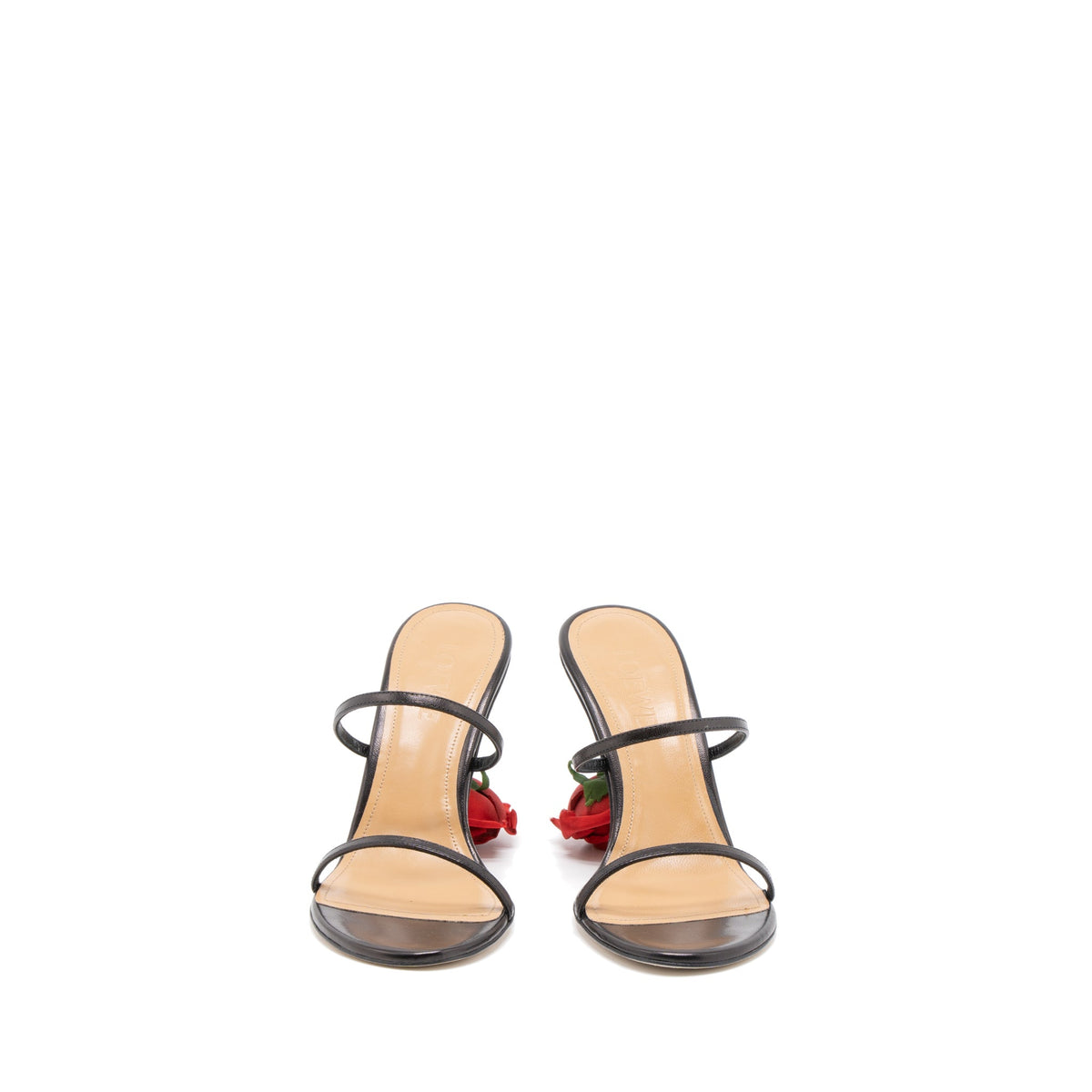 Loewe Size 38 Rose Heel Mules Leather Black/Multicolour