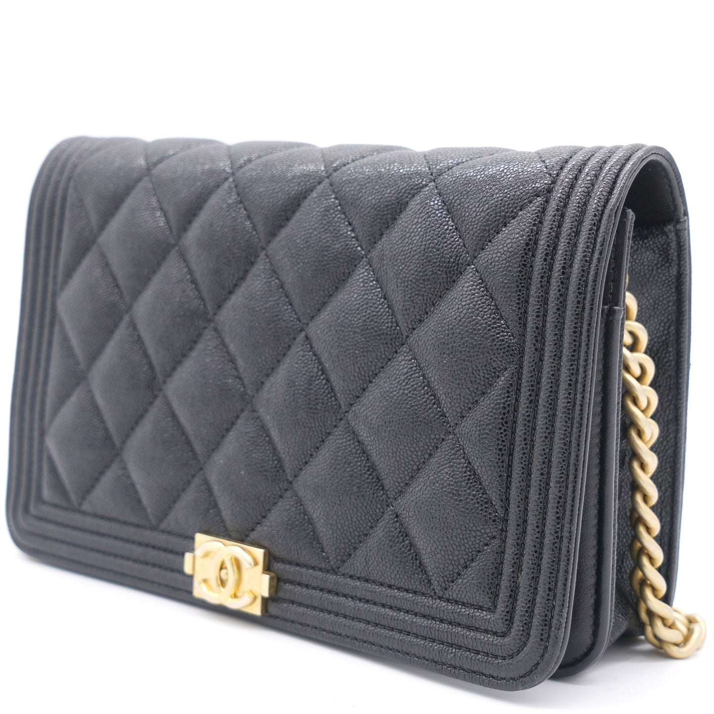 Chanel Caviar Quilted Boy Wallet on Chain WOC Black