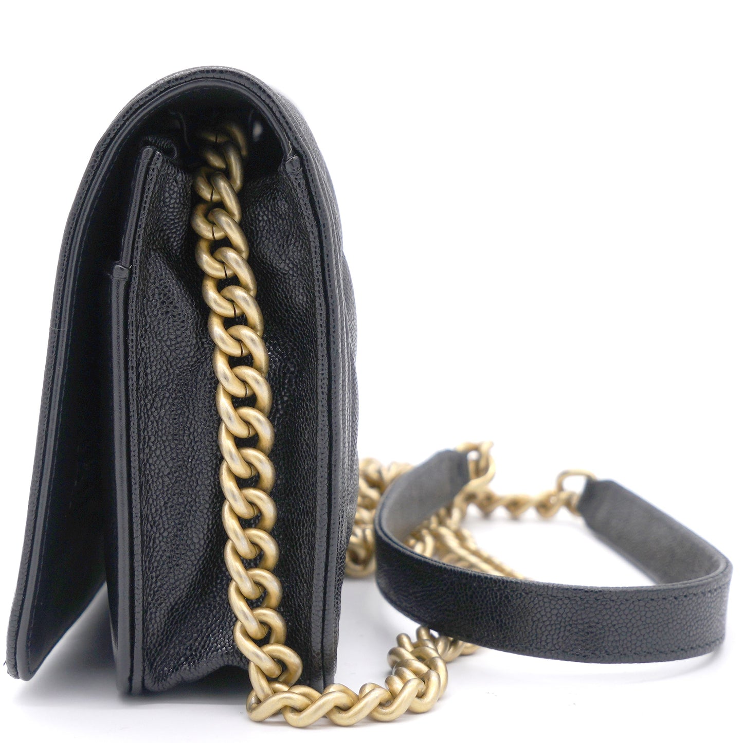 Chanel Caviar Quilted Boy Wallet on Chain WOC Black
