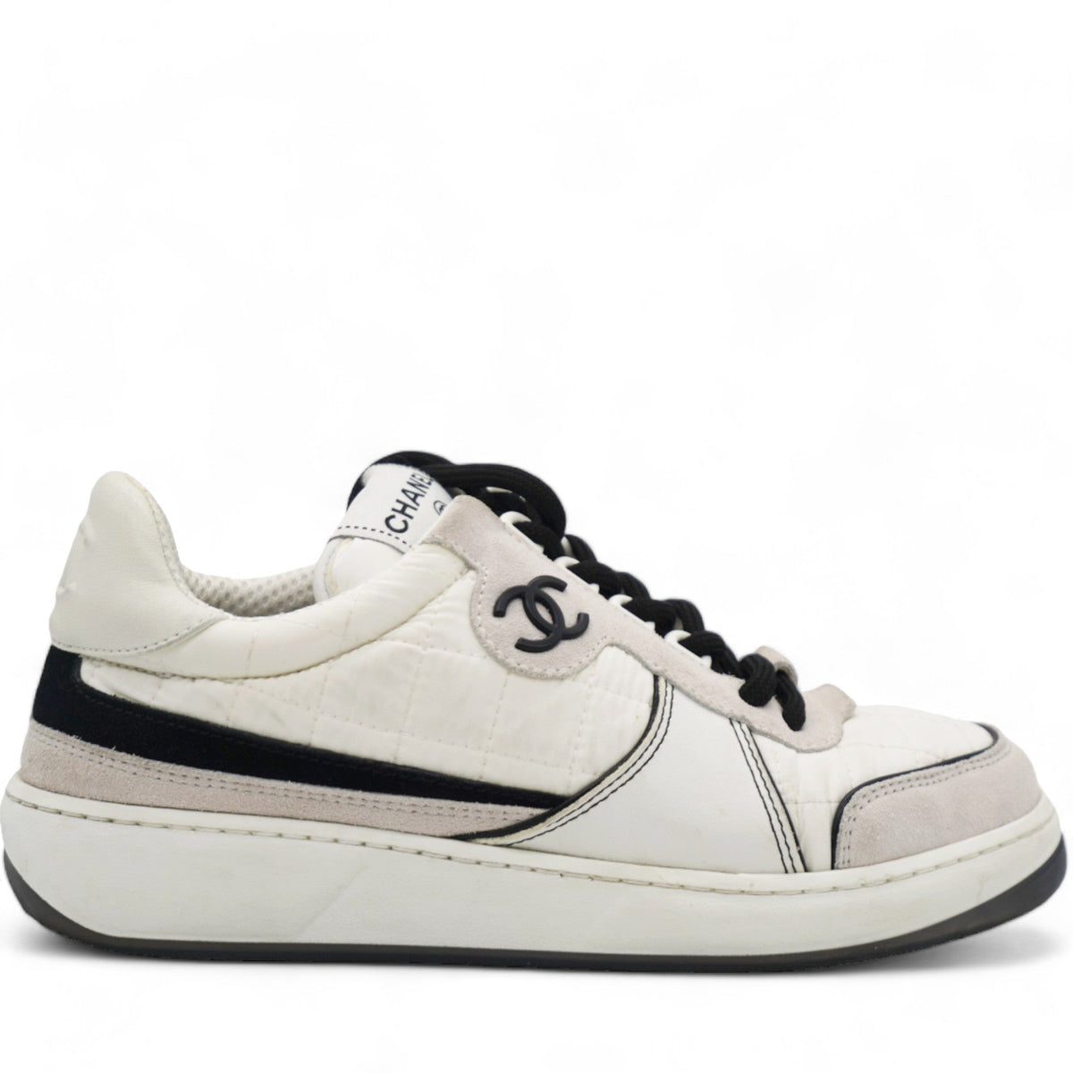 Chanel Suede Fabric Calfskin Women CC Sneakers 36