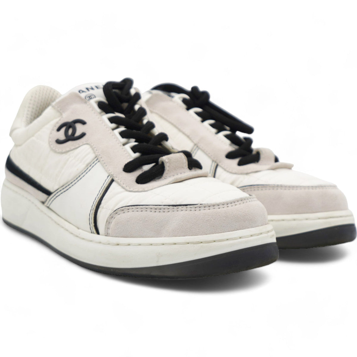 Chanel Suede Fabric Calfskin Women CC Sneakers 36