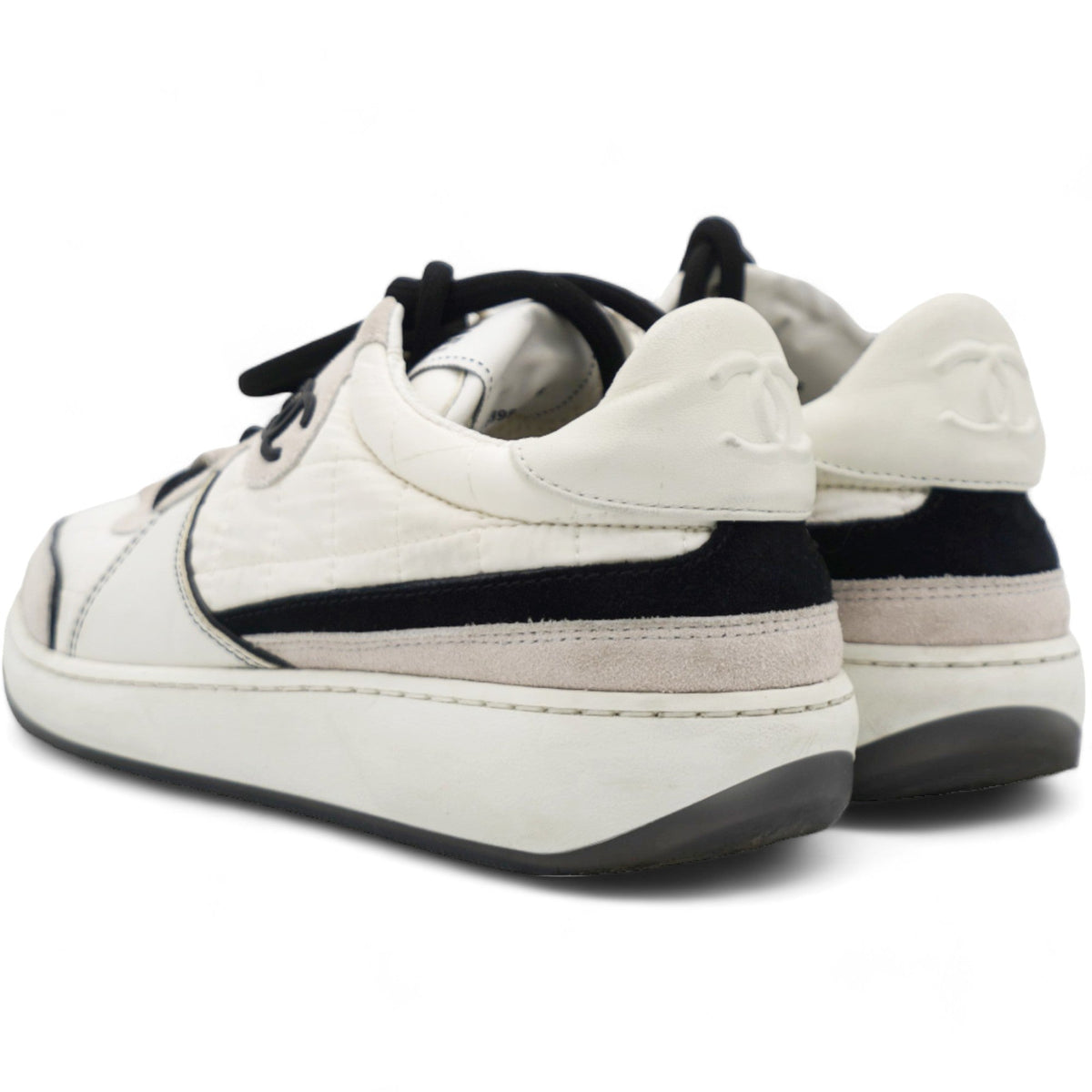 Chanel Suede Fabric Calfskin Women CC Sneakers 36