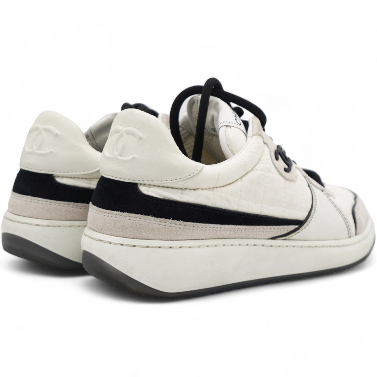 Chanel Suede Fabric Calfskin Women CC Sneakers 36