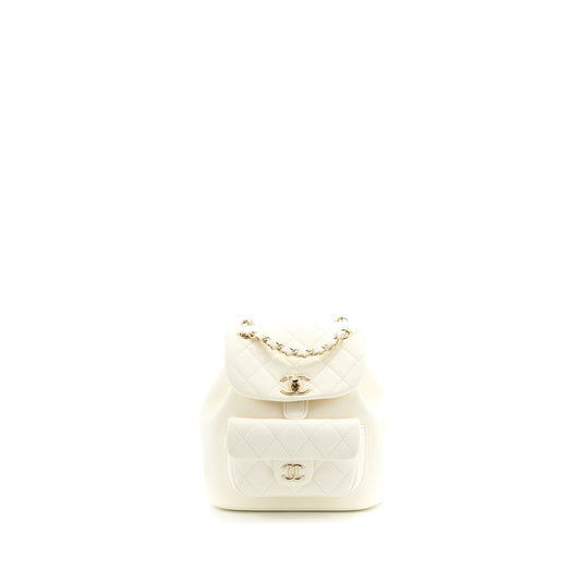 Chanel Duma Mini Backpack Lambskin White LGHW (Microchip)