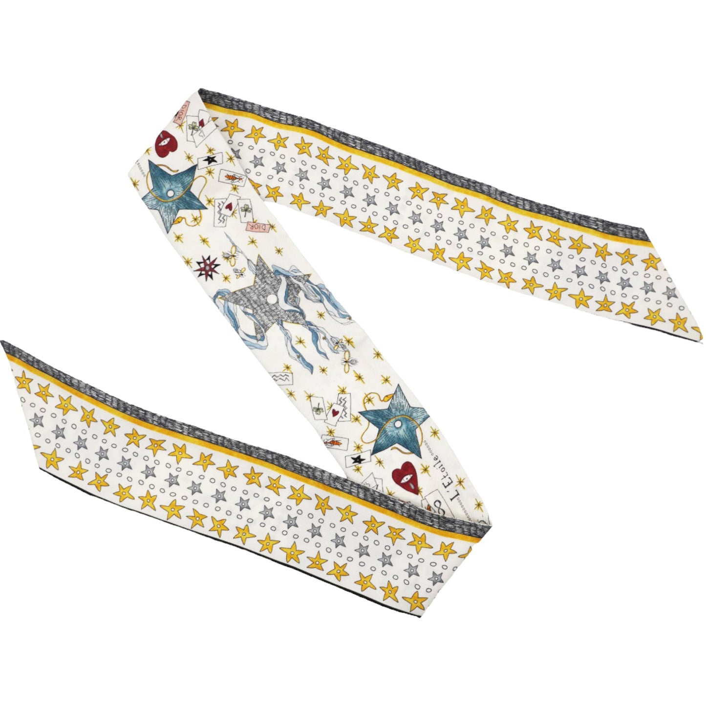 Dior White/Red Silk L'Etoile Tarot Mitzah Twilly Scarf