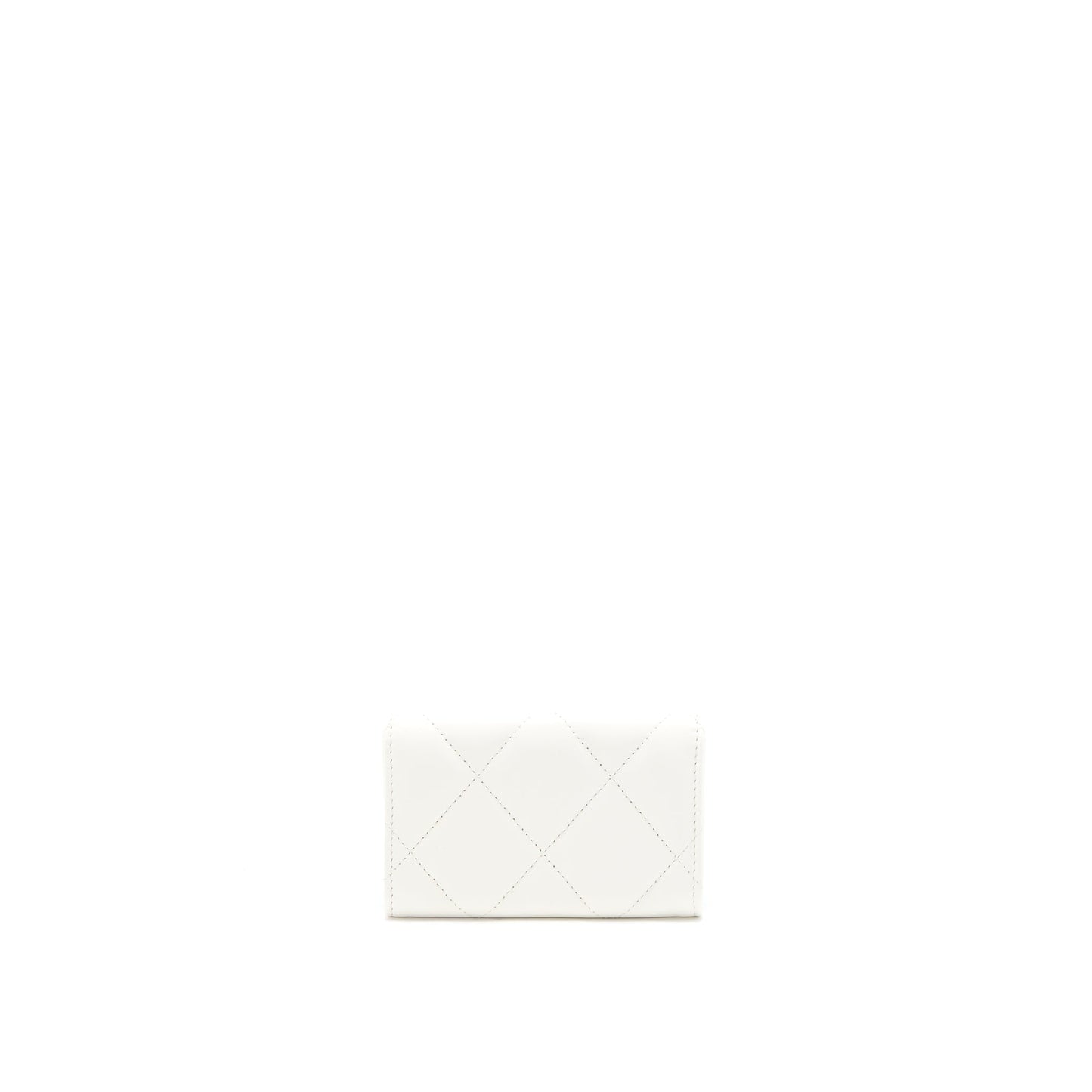 Chanel 19 Flap  Holder Lambskin White Brushed GHW (Microchip)