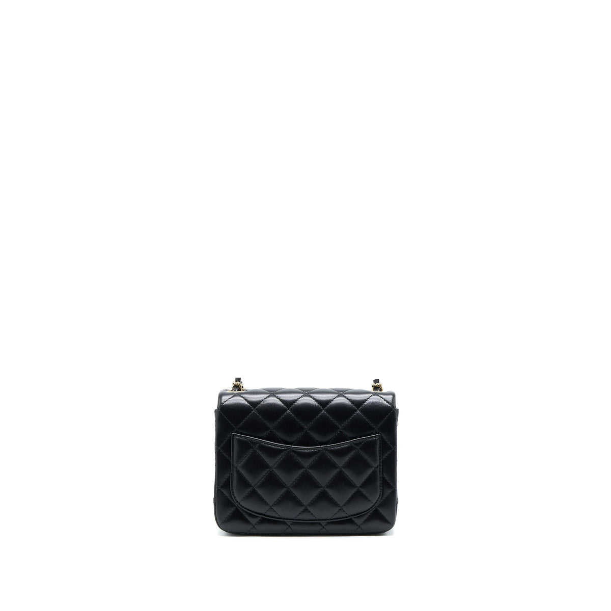 Chanel Mini Square Flap Bag Lambskin Black LGHW (Microchip)
