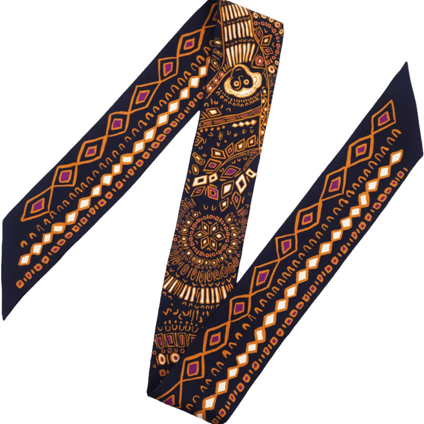 Dior Muffler/Scarf Black Mitzah Silk Animal Pattern Giraffe Twilly