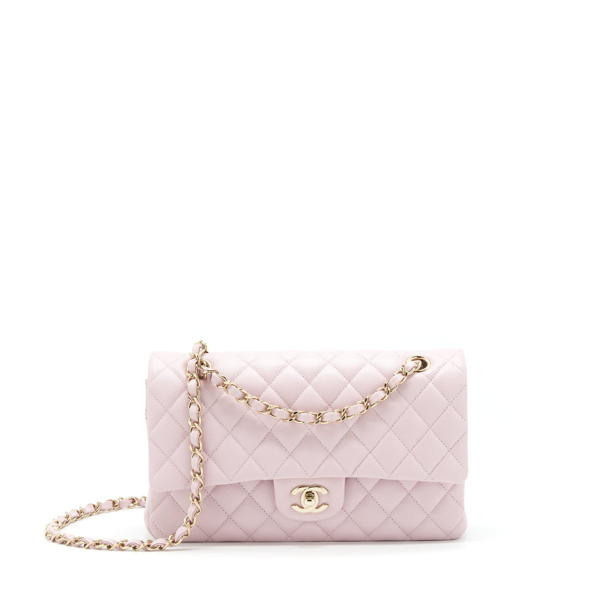 Chanel Medium Classic Double Flap Bag 21S Caviar Light Pink LGHW