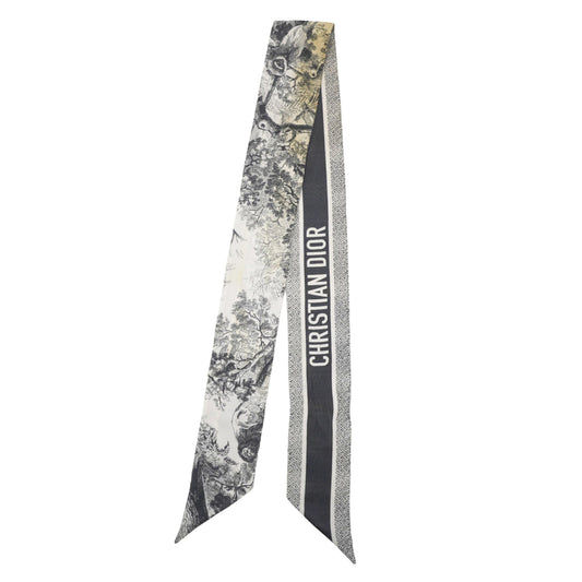 Dior Silk Toile De Jouy Reverse Capri Mitzah Scarf Navy Blue