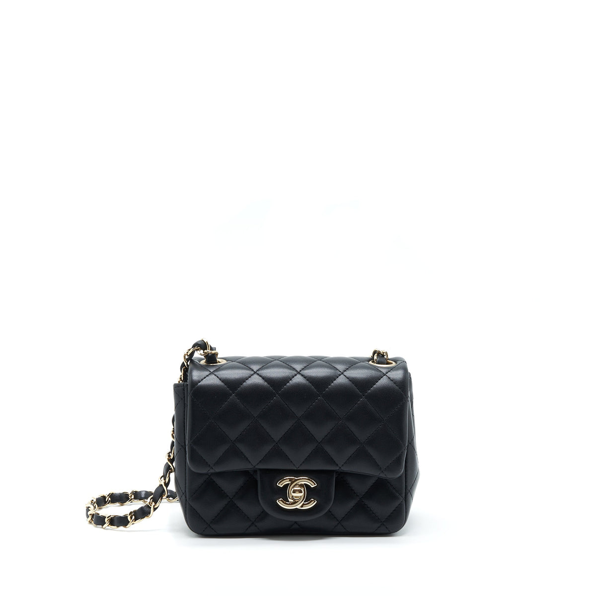 Chanel Mini Square Flap Bag Lambskin Black LGHW