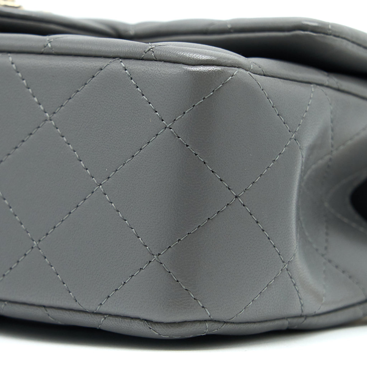 Chanel Top handle Mini Rectangular Flap Bag Lambskin Grey LGHW (Microchip)