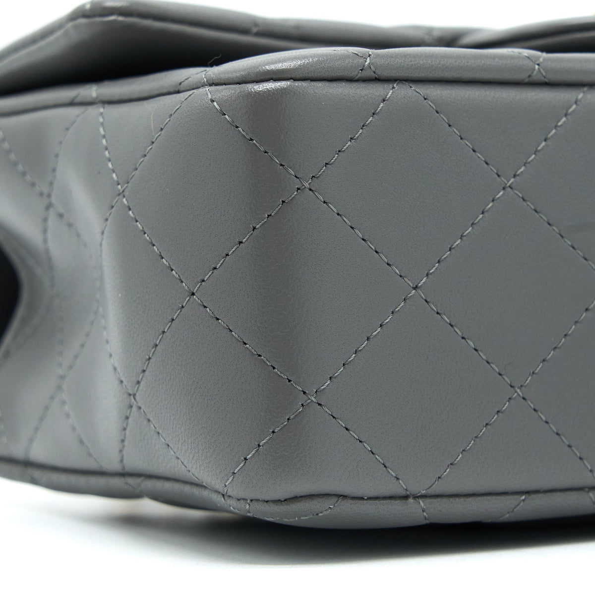 Chanel Top handle Mini Rectangular Flap Bag Lambskin Grey LGHW (Microchip)