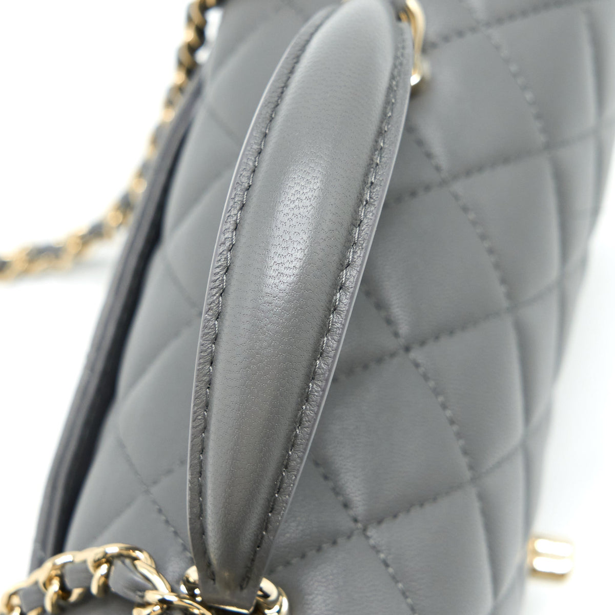 Chanel Top handle Mini Rectangular Flap Bag Lambskin Grey LGHW (Microchip)