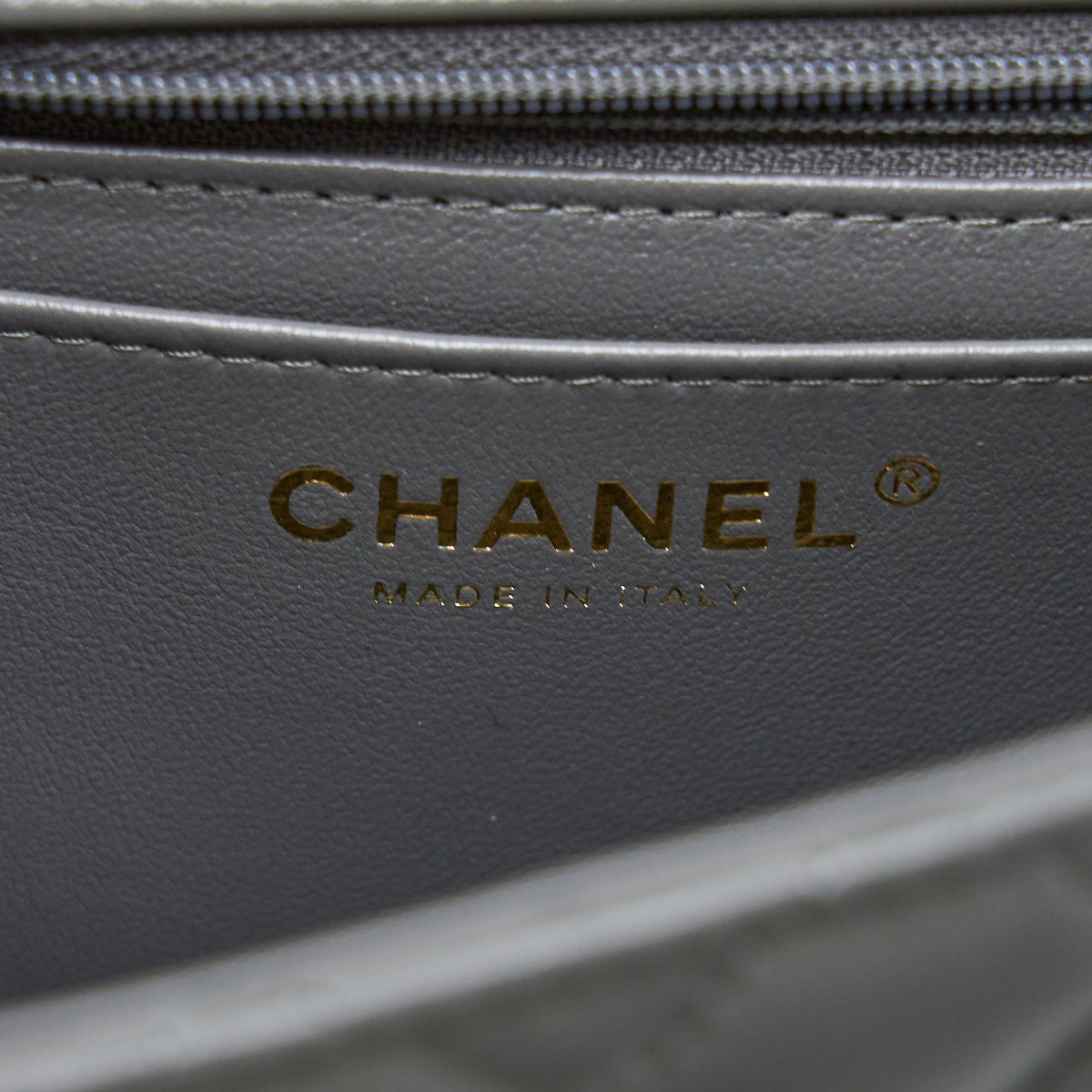 Chanel Top handle Mini Rectangular Flap Bag Lambskin Grey LGHW (Microchip)