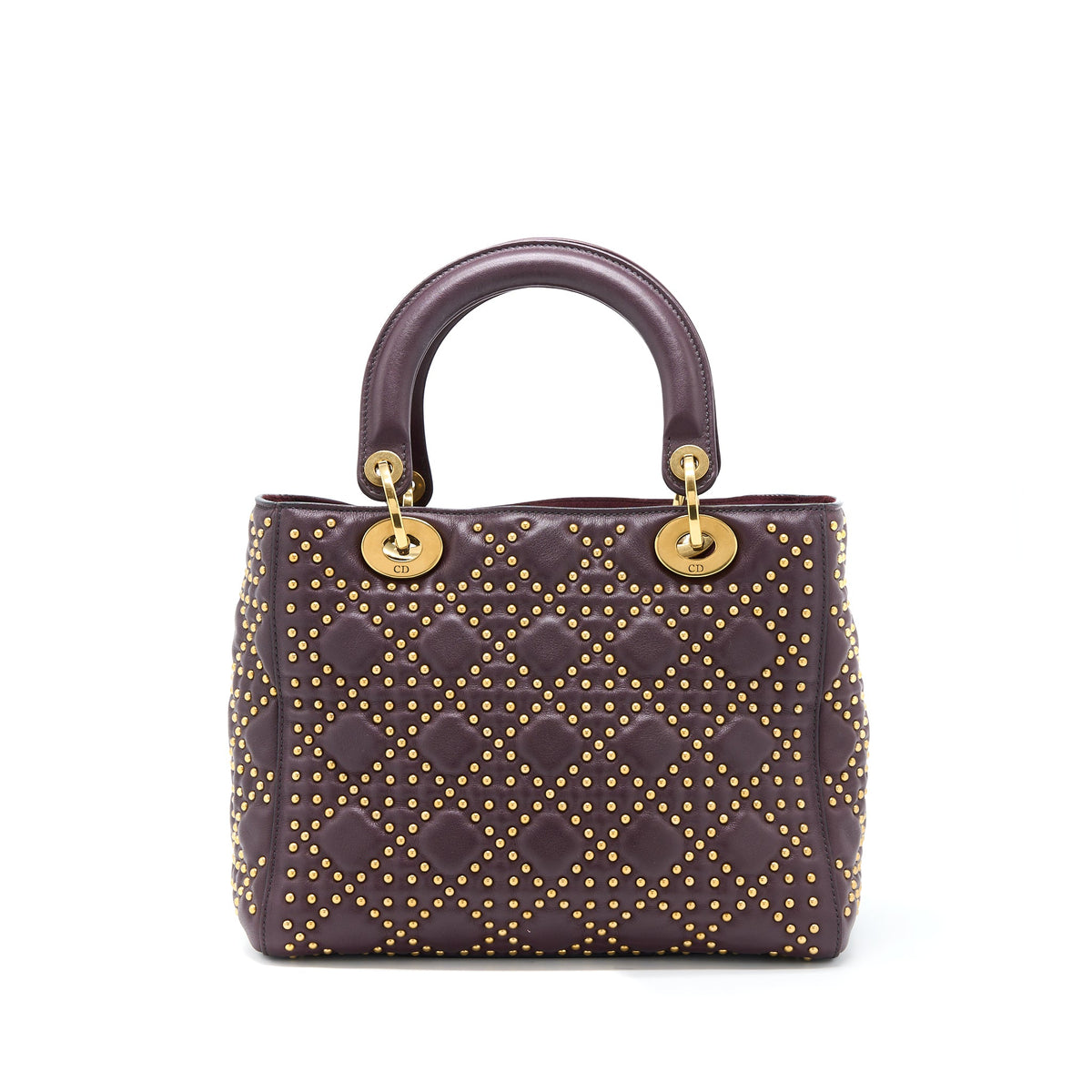 Dior Medium Lady Dior Rock-Stud Calfskin Dark Red GHW