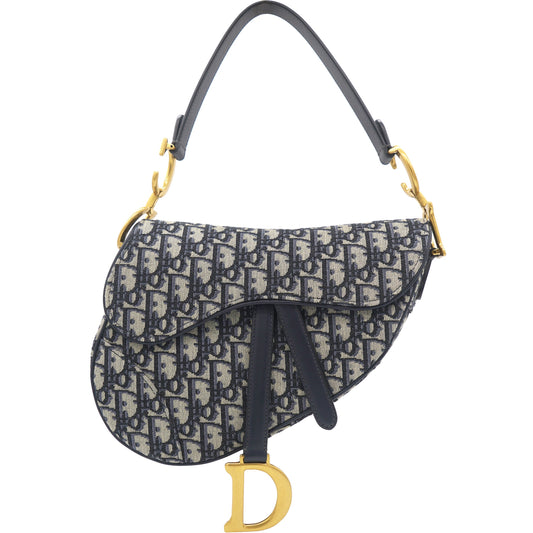 Dior Blue Oblique Canvas Saddle Bag