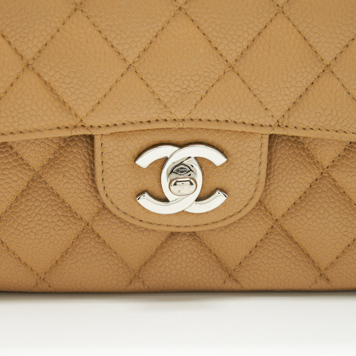 Chanel Medium Classic Double Flap Bag Caviar Dark Beige SHW