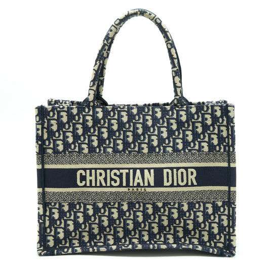 Dior Small Book Tote Bag Blue Oblique Jacquard