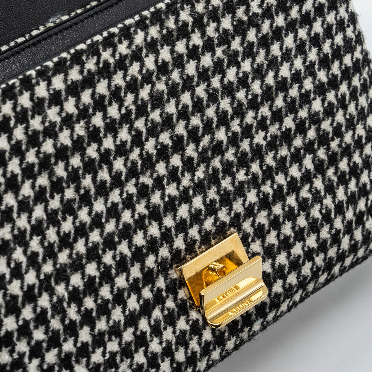 Celine Medium C Bag Tweed/ Leather Black/ White GHW