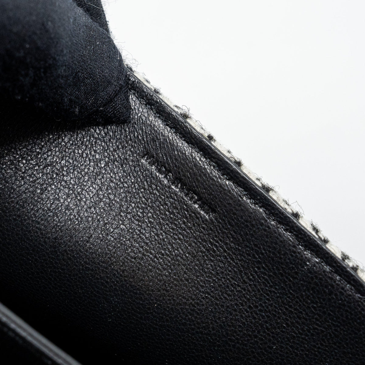 Celine Medium C Bag Tweed/ Leather Black/ White GHW