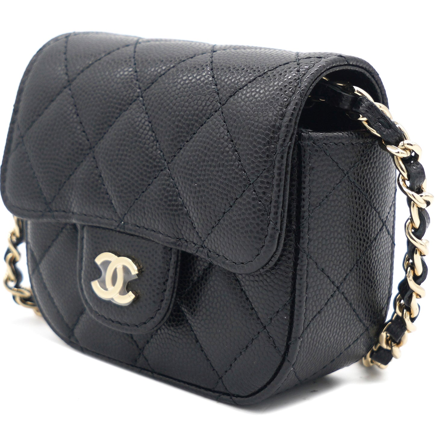 Chanel Caviar Quilted Mini Clutch With Chain Black