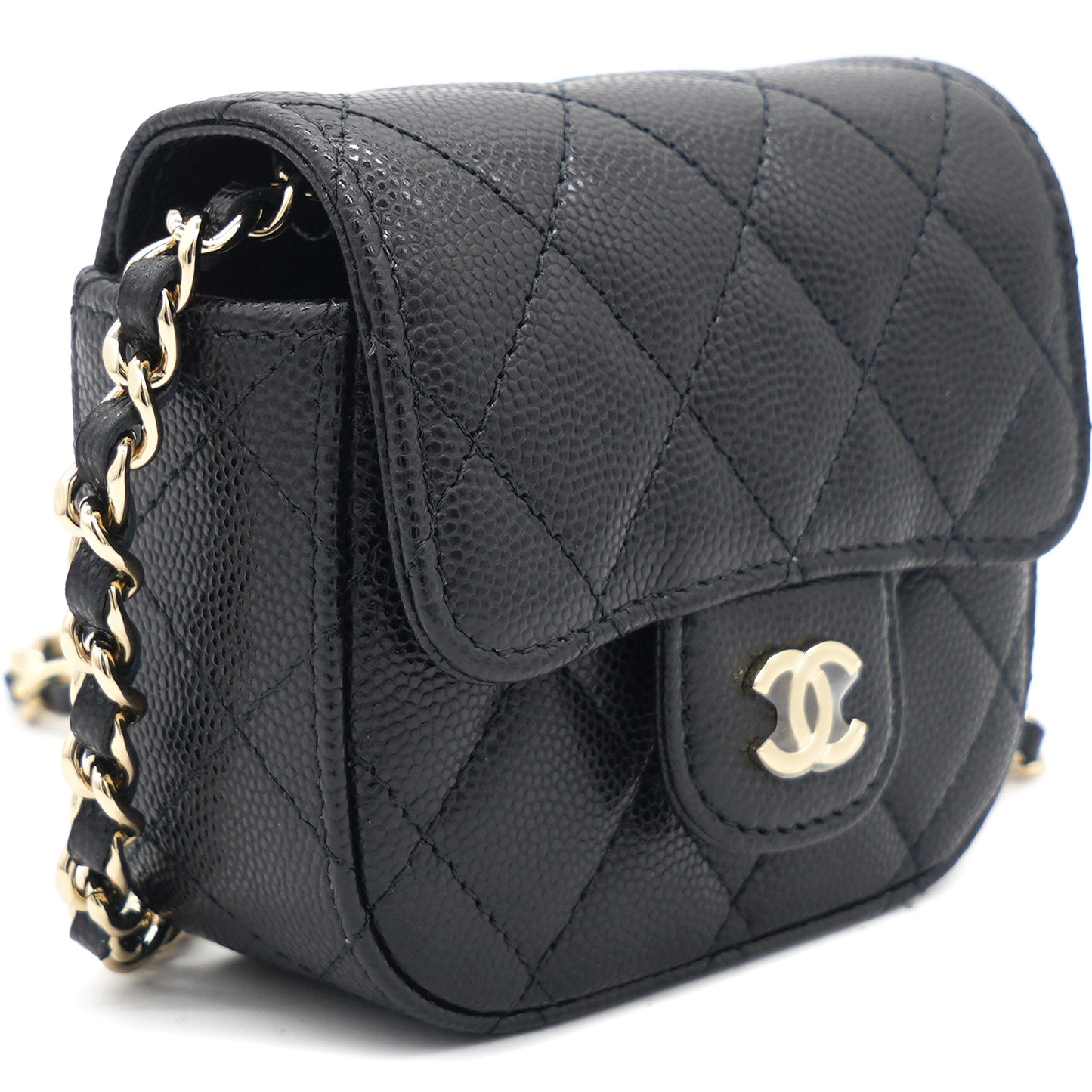 Chanel Caviar Quilted Mini Clutch With Chain Black