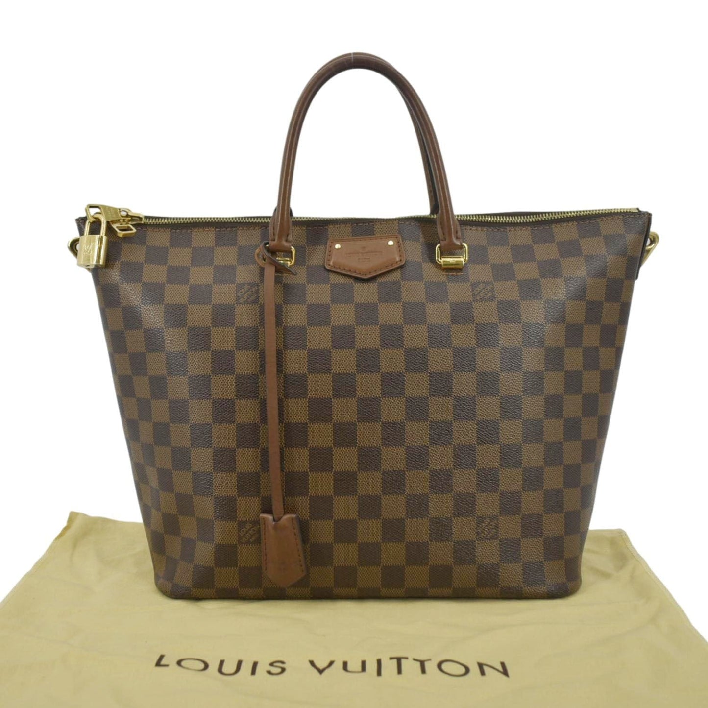 LOUIS VUITTON Belmont Damier Ebene Tote Bag Brown