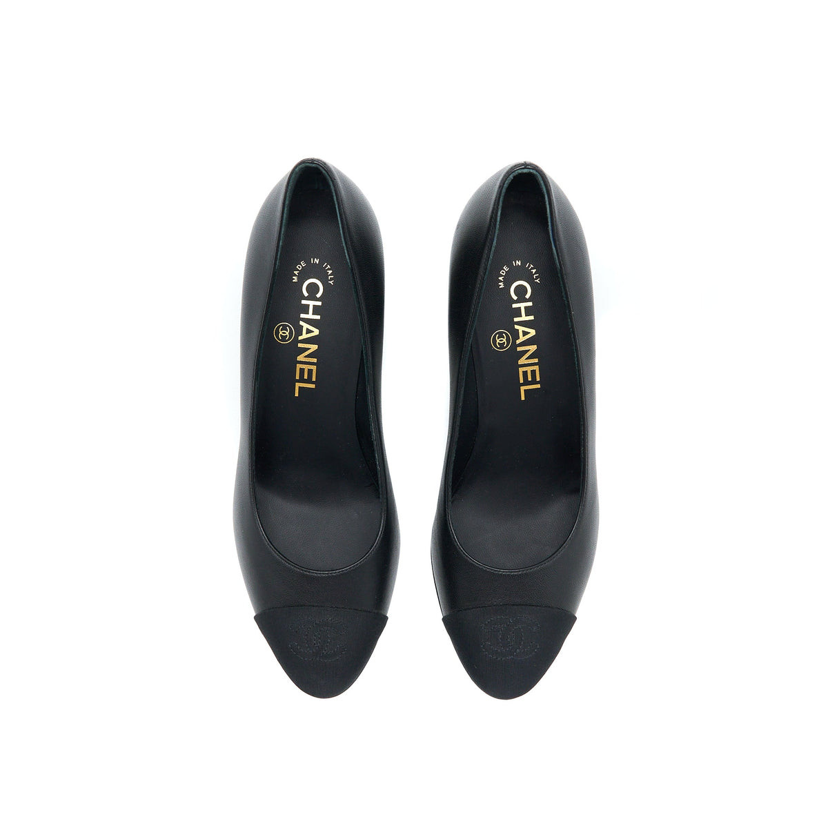 Chanel Size 36 CC Logo Heels With Pearl Black
