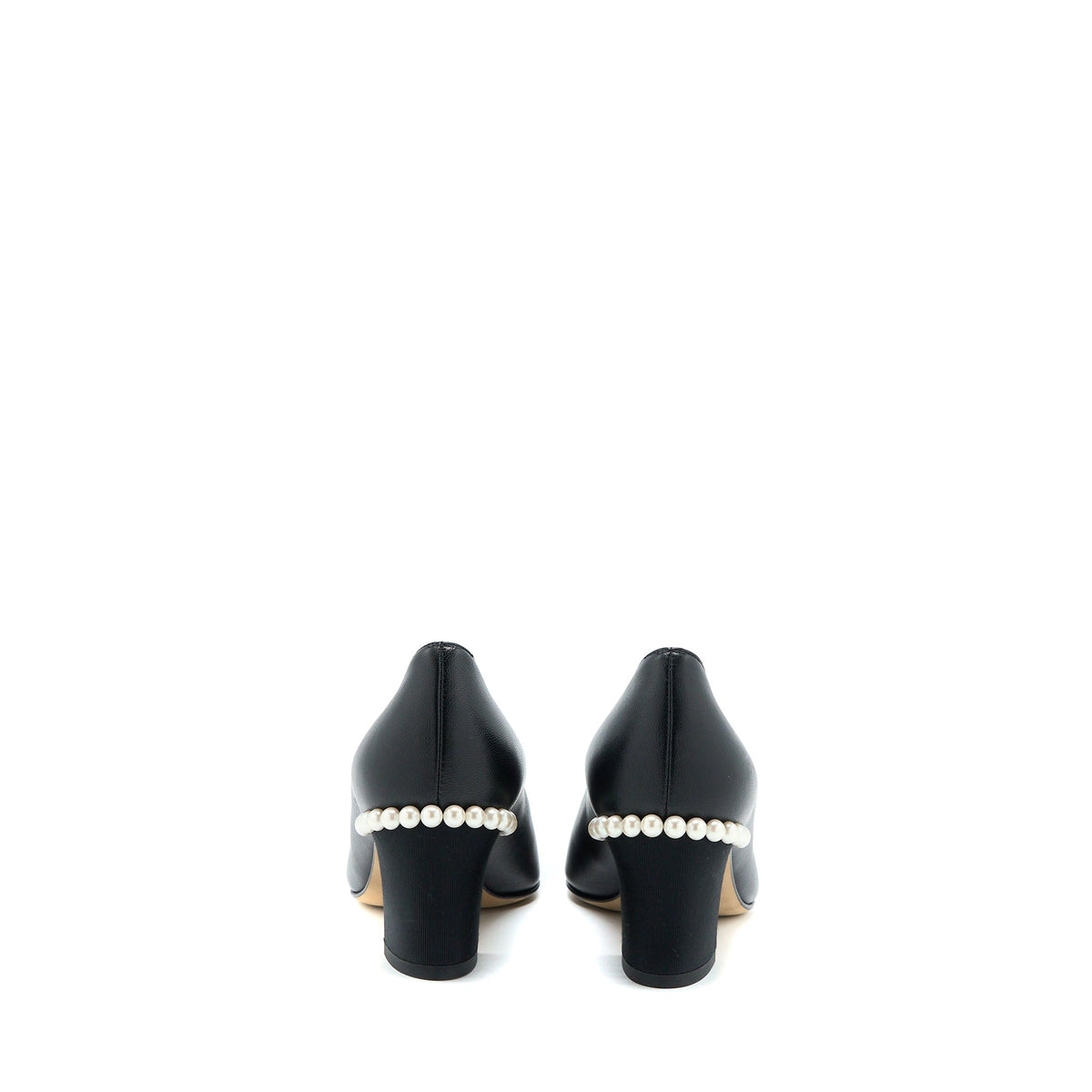 Chanel Size 36 CC Logo Heels With Pearl Black