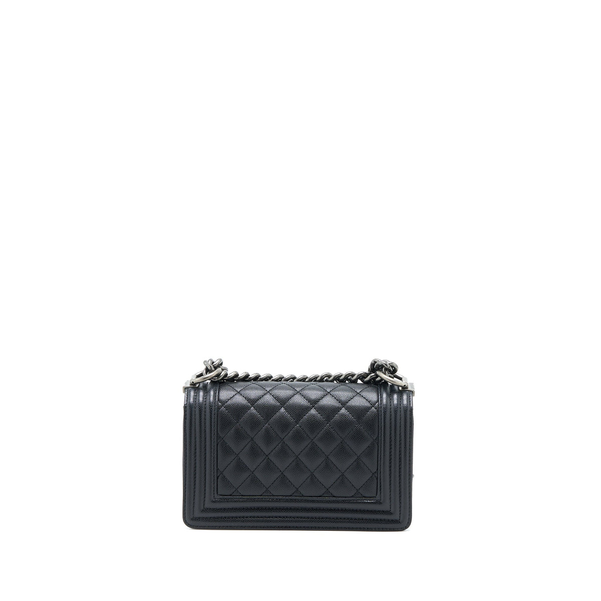 Chanel Small Boy Bag Caviar Black Ruthenium Hardware (Microchip)