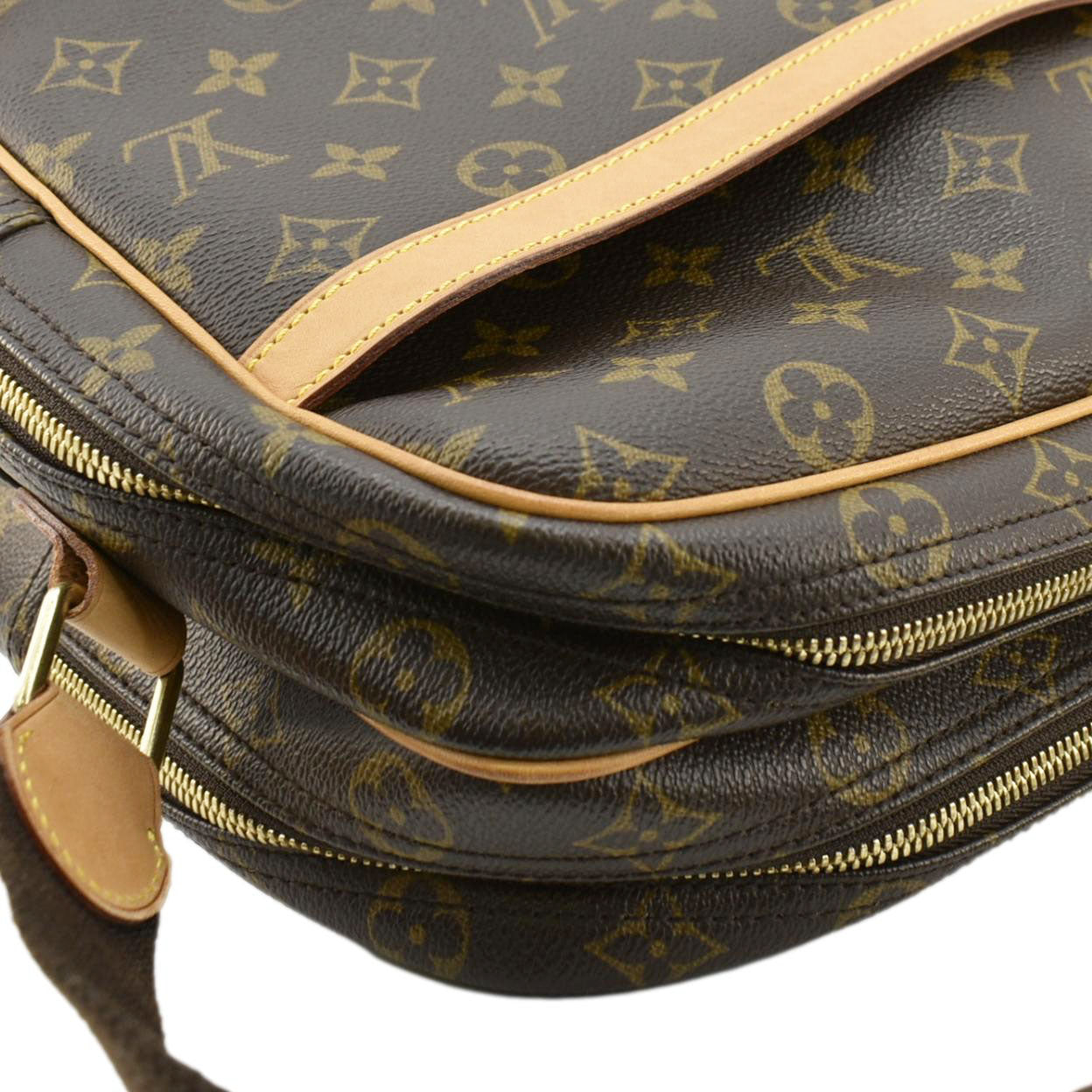 LOUIS VUITTON Reporter Monogram Canvas Shoulder Bag Brown