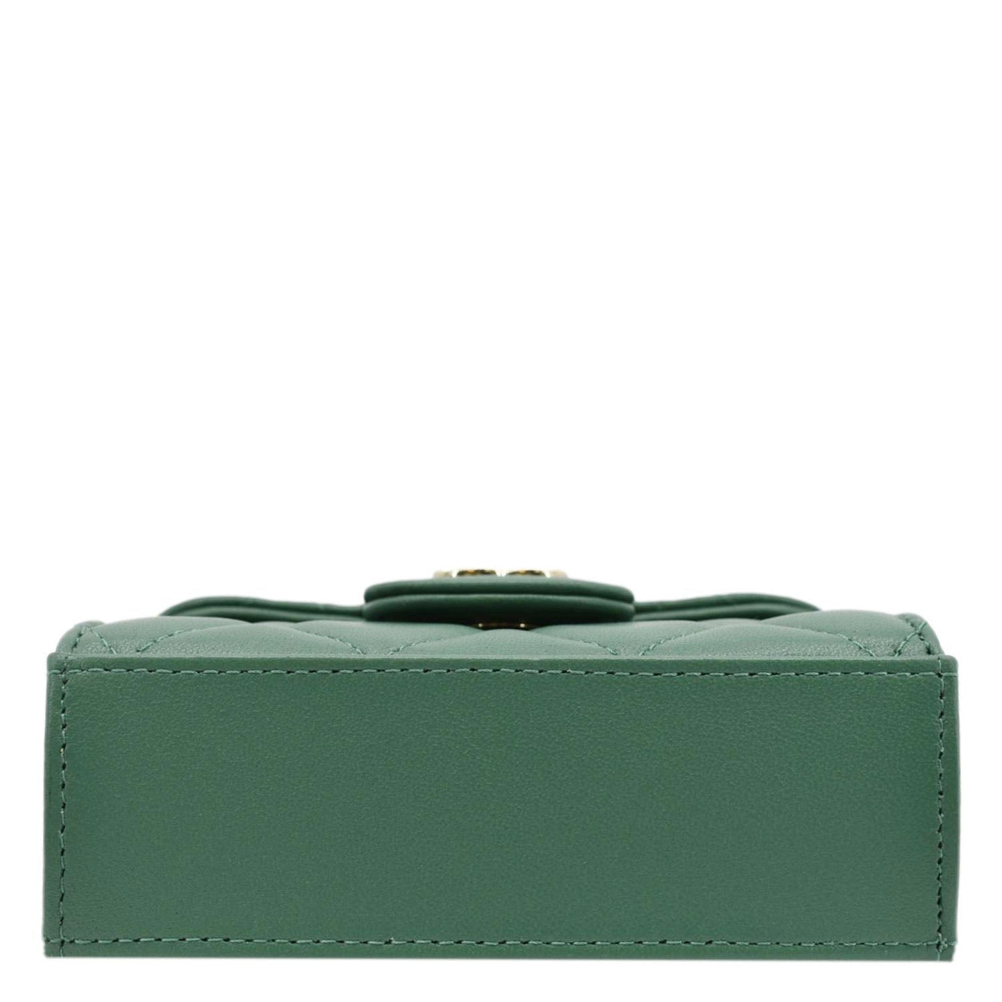 CHANEL Mini Top Handle Leather Crossbody Clutch Bag Green