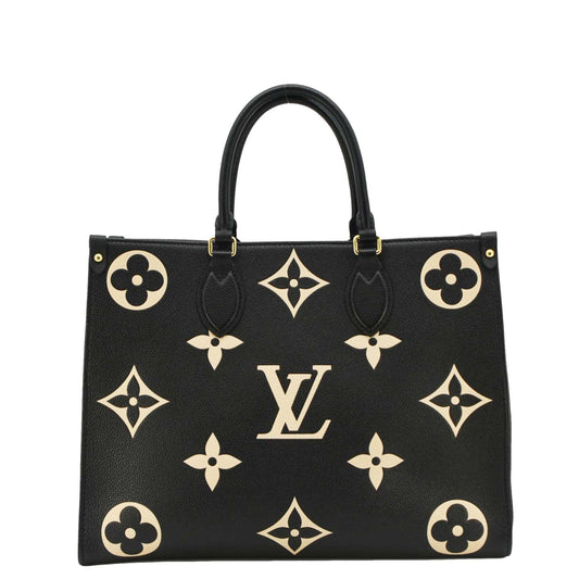 LOUIS VUITTON Onthego MM Giant Monogram Empreinte Leather Tote Bag Bicolor