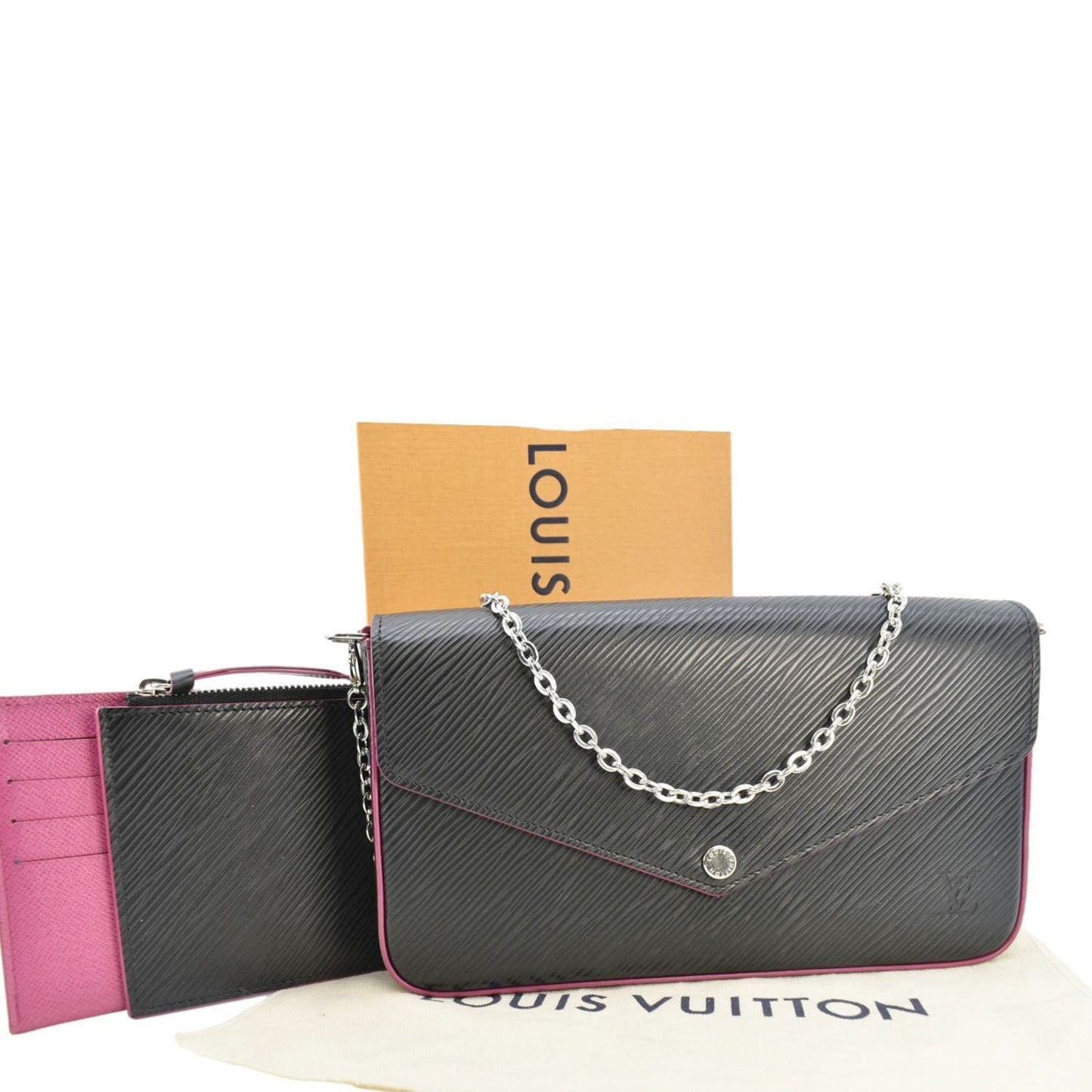 LOUIS VUITTON Felicie Pochette Epi Leather Crossbody Bag Black